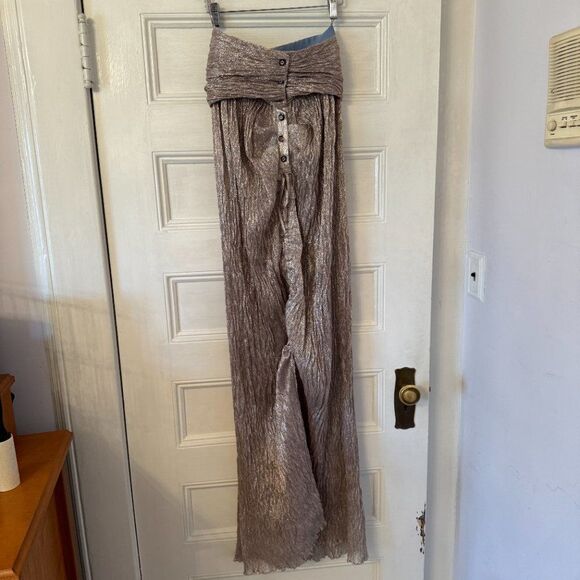Tory Burch Silver Metallic Shimmering Maxi Skirt - Picture 3 of 10